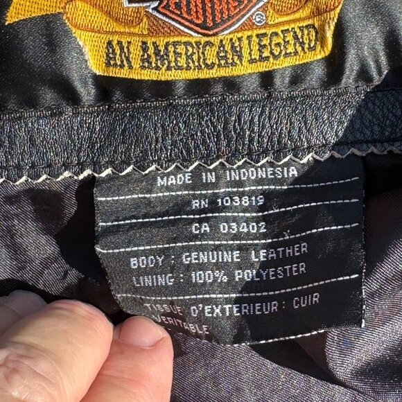 Vintage Harley-Davidson Black Leather Jacket Eagle Back Mens Size L - Picture 8 of 13